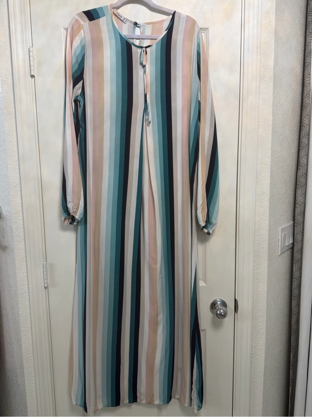 Tavin Striped Long Sleeve Modest Maxi Dress - US 14 - Picture 2 of 6